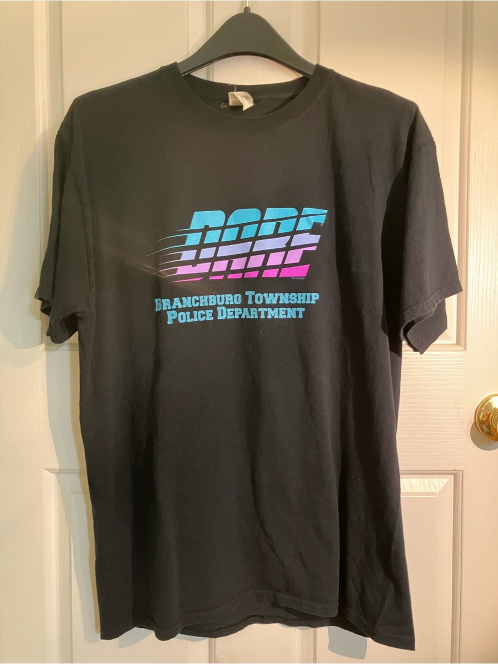 Fruit of the Loom Black Short-Sleeve Tee with Blue and Purple DARE Graphic